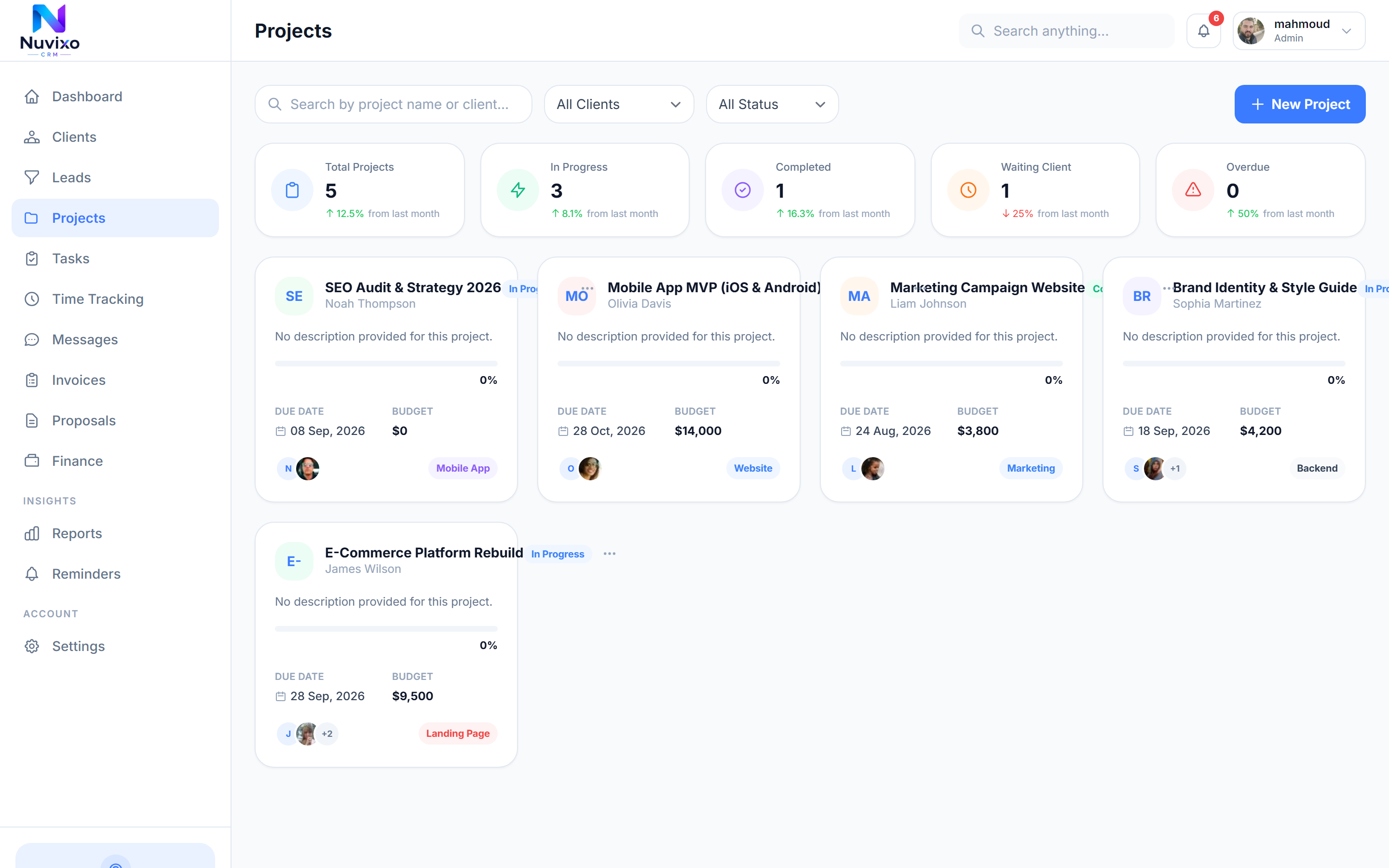 Projects and tasks